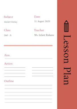 Online Editable Elementary School Lesson Plan