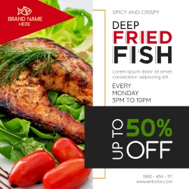 Online Editable Deep Fried Fish Offer Instagram Post