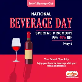 Online Editable National Beverage Day May 6 Social Media Post