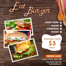 Online Editable Order Hot and Spicy Burger Instagram Ad