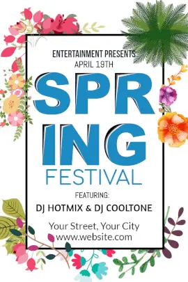 Online Editable Floral Decorated Spring Festival Pinterest Graphic