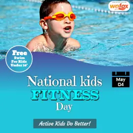 Online Editable National Kids Fitness Day May 4 Swimming Offers Instagram Post