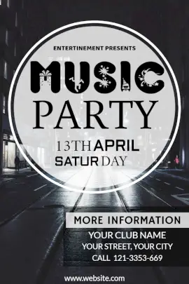 Online Editable Music Party Night Invite Pinterest Graphics