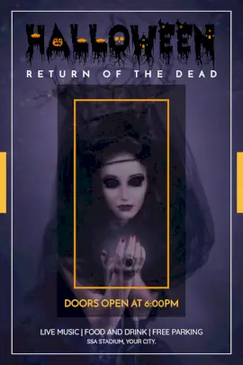 Online Editable Halloween Return of the Dead Party Pinterest Graphic