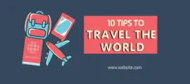 Online Editable Desaturated Blue Travel Tips Facebook Cover
