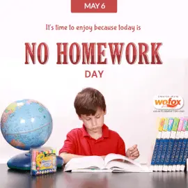 Online Editable No Homework Day May 6 Social Media Post