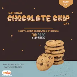 Online Editable National Chocolate Chip Day May 15 Social Media Post