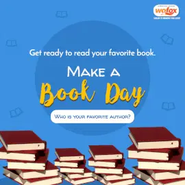 Online Editable Blue Make a Book Day Social Media Post