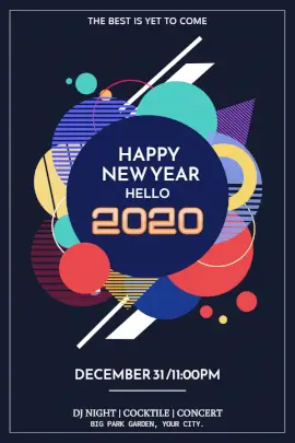 Online Editable Happy New Year Party Pinterest Graphic