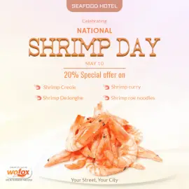 Online Editable National Shrimp Day May 10 Social Media Post