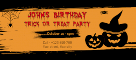 Online Editable Trick and Treat Birthday Party Design Facebook Post