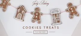 Online Editable Dark Moderate Orange Ginger Bread Cookies Decoration Facebook Cover