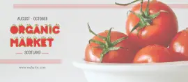 Online Editable Red and Green Fruit Typography Facebook Cover