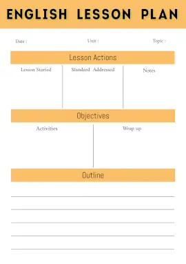 Online Editable Kids English Lesson Plan