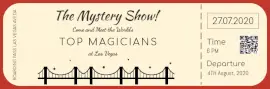 Online Editable Light Yellow and Red Mystery Show Ticket