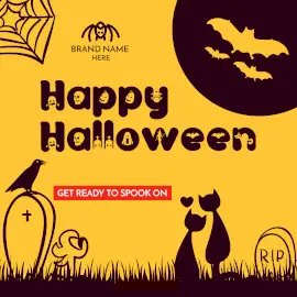 Online Editable Yellow Happy Halloween Celebration Instagram Post