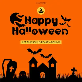 Online Editable Orange Happy Halloween Day October 31 Celebration Instagram Post