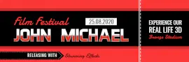 Online Editable Bright Red and Black Film Festival Ticket