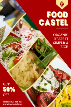 Online Editable Organic Food Castel Pinterest Graphic