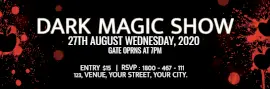 Online Editable Black and Red Dark Magic Show Ticket