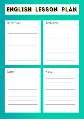 Online Editable Cyan Grammar Lesson Plan