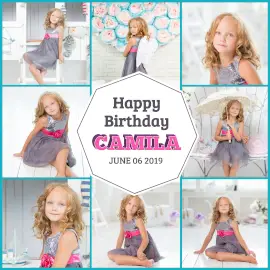 Online Editable Happy Birthday Little Princess 8 Grid Photo Collage