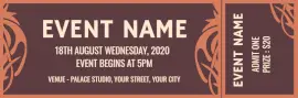 Online Editable Brown and Orange Event Ticket
