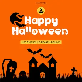 Online Editable Pure Orange Happy Halloween Square GIF Post