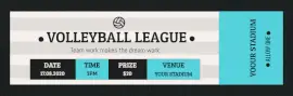 Online Editable Blue and Black VolleyBall League Ticket