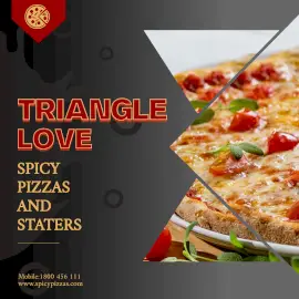 Online Editable Hot Spicy Pizza and Stater 3 Grid Photo Collage