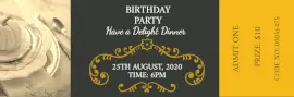 Online Editable Black and Yellow Birthday Party Ticket