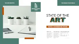 Online Editable Dark Cyan and White Interior Design Facebook Event Cover