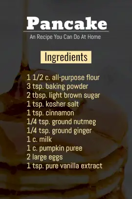 Online Editable White and Yellow Pancake Recipe Card