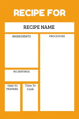 Online Editable Vivid Orange and White Recipe Card