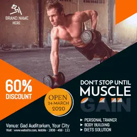 Online Editable Fitness and Bodybuilding at Muscle Gain Square GIF Post