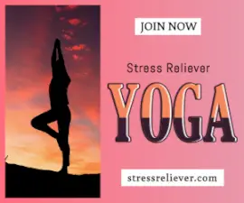 Online Editable Yoga for Stress Relief Medium Rectangle Ad