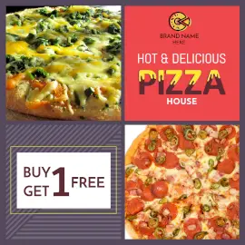 Online Editable Delicious Pizza Buy 1 get 1 Offer Instagram Post