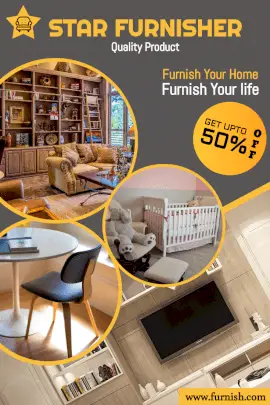 Online Editable Offers on Furnitures Pinterest Graphic
