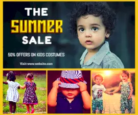 Online Editable Kids Summer Clothes Sale Large Rectangle Ad