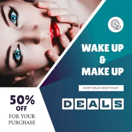 Online Editable Blue and Red Makeup Cosmetics Items Discount GIF Post