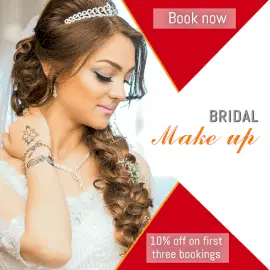Online Editable Book Now for Bridal Makeup Discount GIF Post