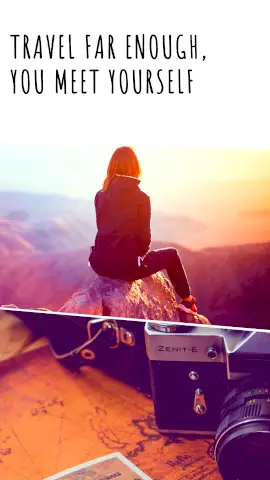 Online Editable A Girl at Mountain Top Seek Nature Story Design