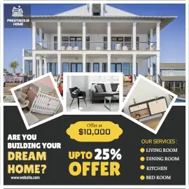 Online Editable Gray and Yellow Offer Sale on Buildings Instagram Post