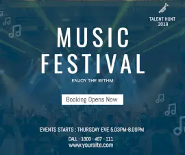 Online Editable Music Festival Promotional Facebook Post