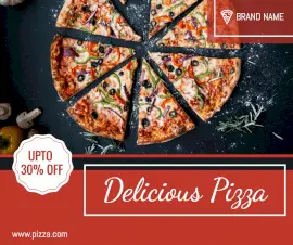 Online Editable Pizza Shop Offer Facebook Post