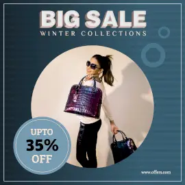 Online Editable Dark Blue Clothes Big Sale Offer Instagram Post