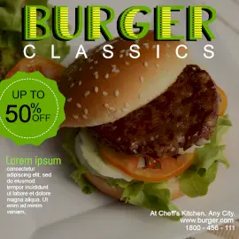 Online Editable Dark Green and Yellow Burger Classics GIF Post