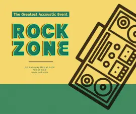 Online Editable Retro Music Party Invite Card Facebook Post
