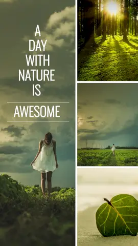 Online Editable Collage Photos of Girl in Grassy Field of Nature Story Design