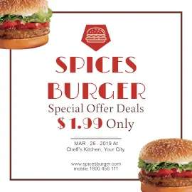 Online Editable Special Deals on Burgers Instagram Ad